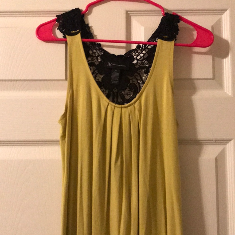 Yellow with black lace dress